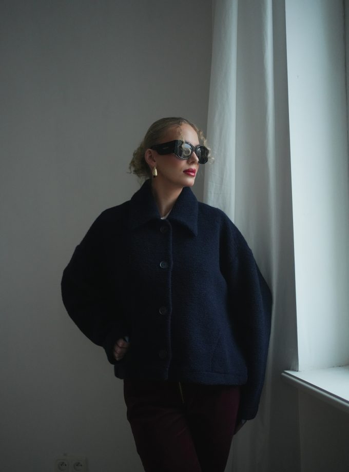 KURTKA WEŁNIANA GRANATOWA