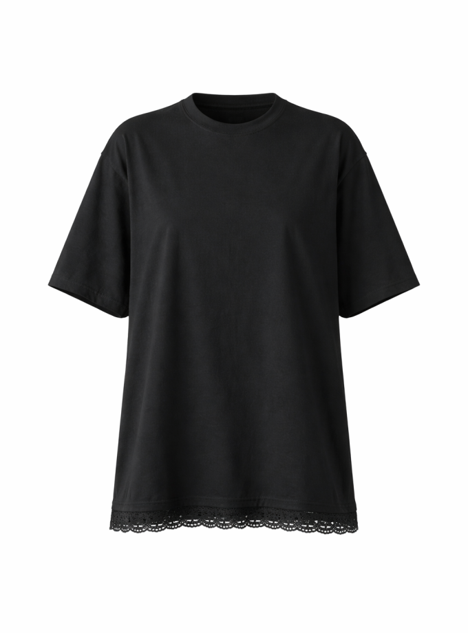 T-SHIRT Z KORONKĄ BLACK
