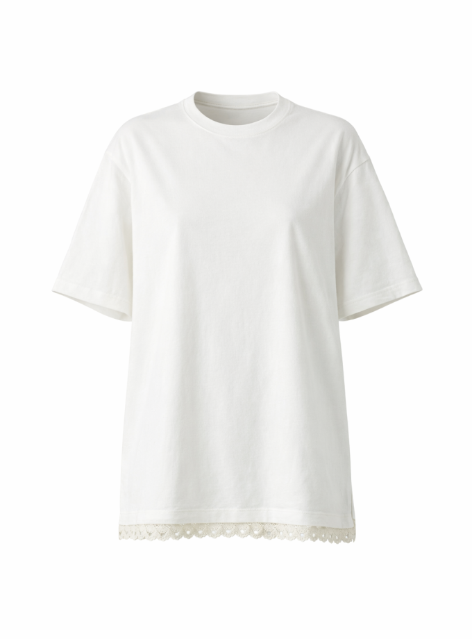 T-SHIRT Z KORONKĄ WHITE