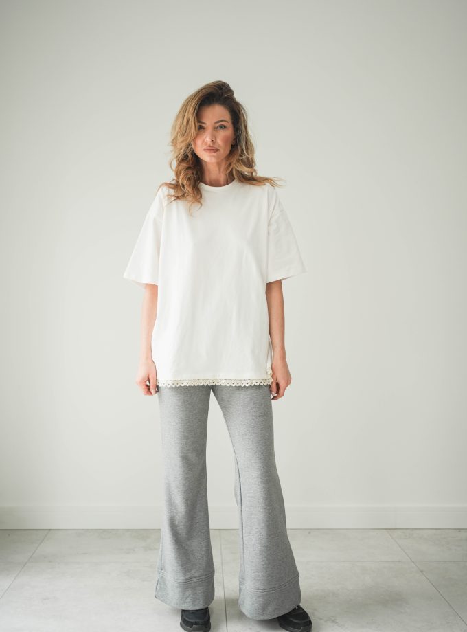 T-SHIRT Z KORONKĄ WHITE