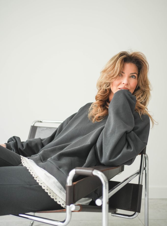 BLUZA OVERSIZE MIRROR CHARCOAL