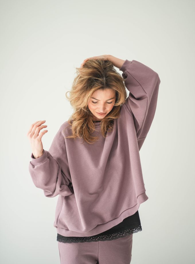 BLUZA OVERSIZE MIRROR DUSTY ROSE